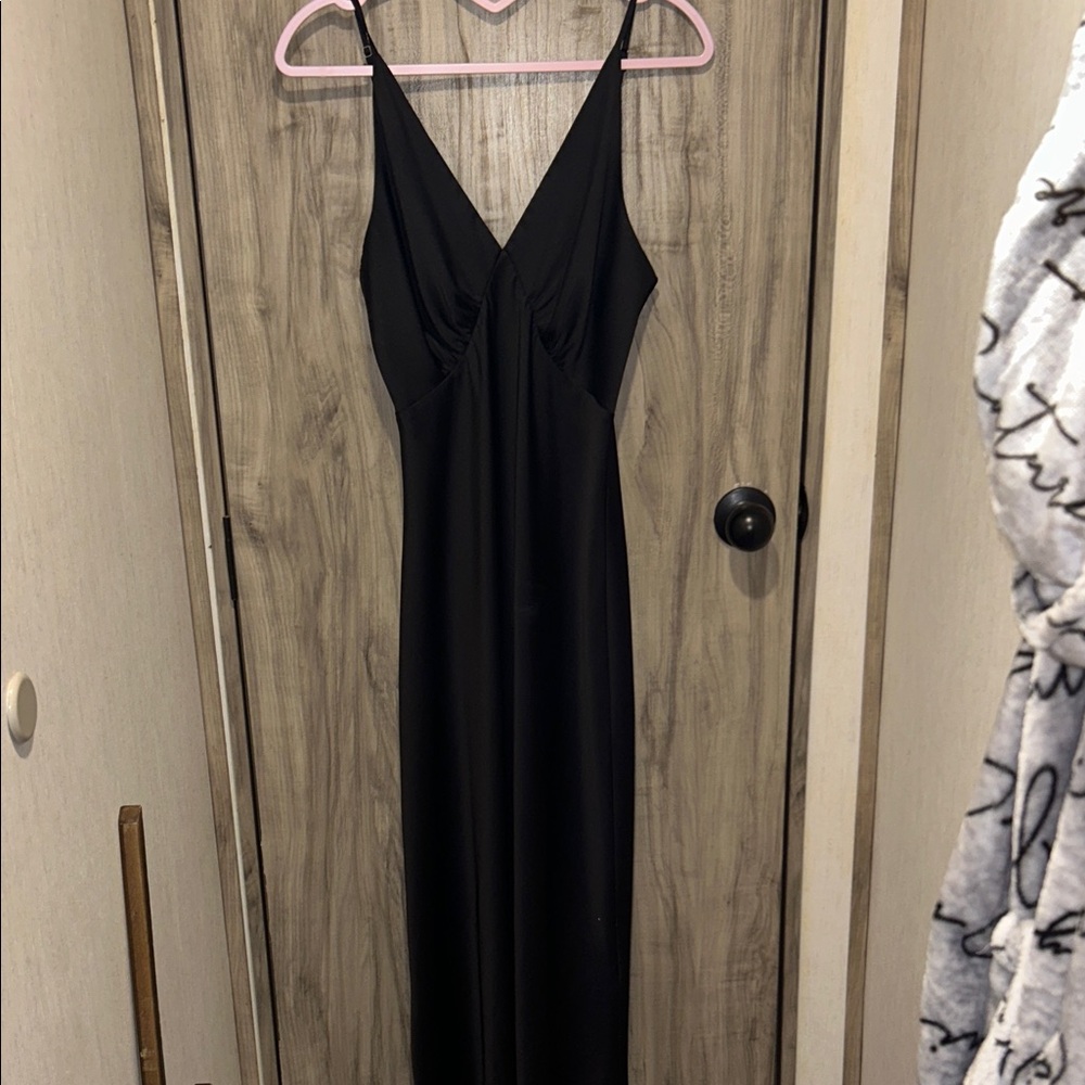 Chic Black satin nightgown